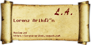 Lorenz Arikán névjegykártya